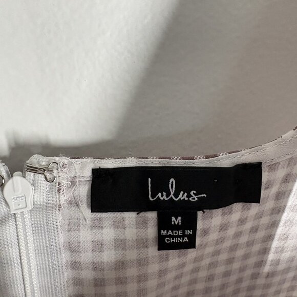 Lulus Women M Happy Chance Purple Gingham Square Neck Mini Dress - Picture 7 of 10